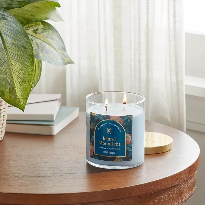 Threshold 2-Wick Lidded Glass Jar Candle (15.1oz, Island Moonlight)