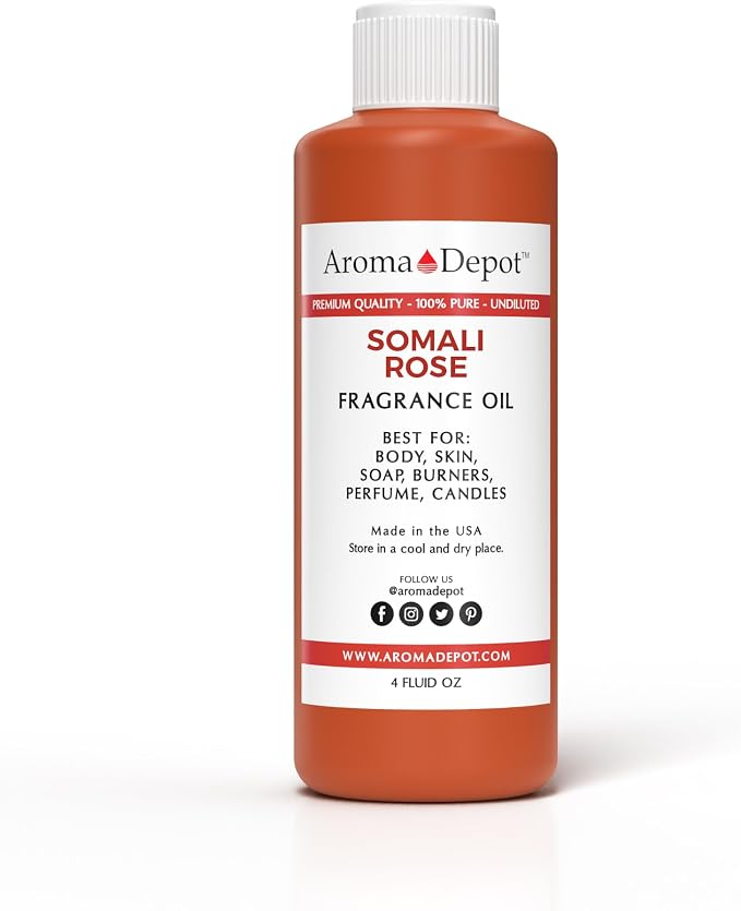 Somali Rose 4 oz. Fragrance Oil I Perfume I Skin Oil I Scented Oil. DIY Projects Such as Candles, Bath Bombs, Body Butters, Creams & Lotions. Few Drops in The Diffuser, Burners, or Warmers.