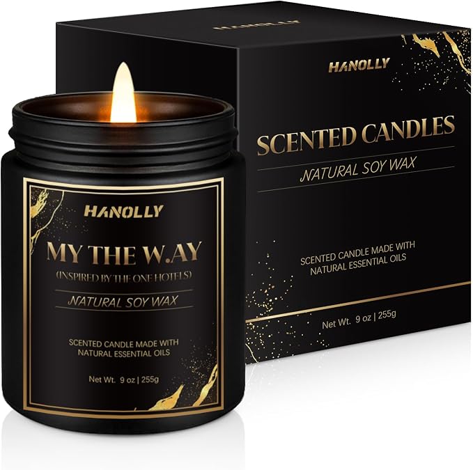 My The W.ay Hotel Candle, 9 oz Scented Candles for Home Soy Candle Wax, Gift for Dad, Husband or Boyfriend, Inspired by The One Hotels, Luxury Long Lasting Aromatherapy Jar Candle Gifts for Men Women