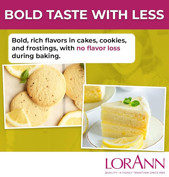 Lorann Oils Lemon Bakery Emulsion: Tangy Lemon Essence, Perfect for Amplifying Citrus Tones in Cakes, Cookies & Desserts, Gluten-Free, Keto-Friendly, Lemon Extract Alternative Essential for Your Kitchen