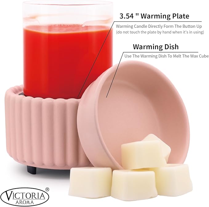 VICTORIA AROMA Ceramic Wax Melt Warmer 3-in-1 Wax Warmer for Scented Wax - Electric Fragrance Burner for Home, Office, Bedroom - Gift & Décor