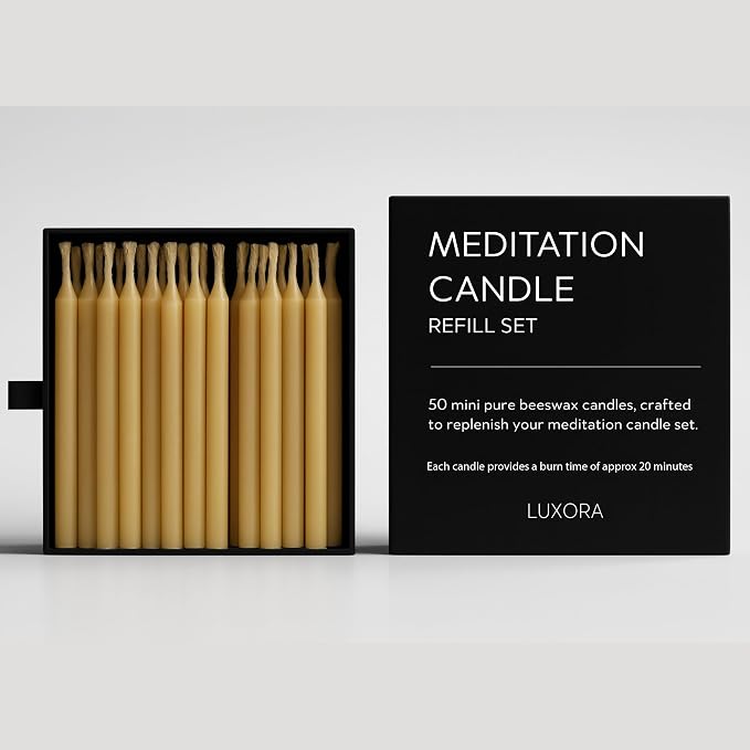 20 Minute Pure Beeswax Candles, Beeswax Meditation Candles, Refill Pack of 50 Mini Candles, Stress Releif Gifts for Women,Non Toxic Candle Made in Australia (Refill Pack 50pcs)