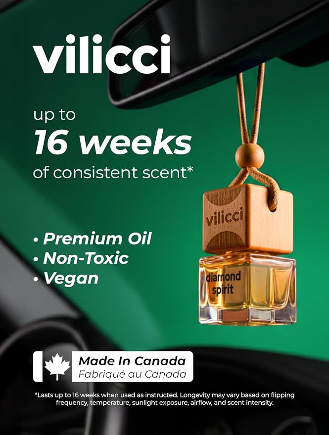 Vilicci Diamond Spirit Car Air Freshener – Spicy Clean Car Fragrance & Odor Eliminator | Long-Lasting Car Diffuser | Vegan & Cruelty-Free Fragrance Oils | Premium Auto Perfume | Lasts up to 120 Days