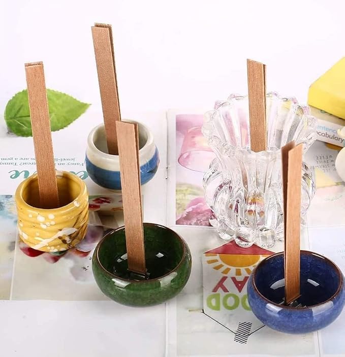 100pcs Wood Wicks for Candles,Wood Wicks for Candles Making Smokeless Wooden Candle Wicks with Trimmer Natural Crackling Wooden Wicks for Candle Making 5.1x0.5x0.04inch DIY Craft