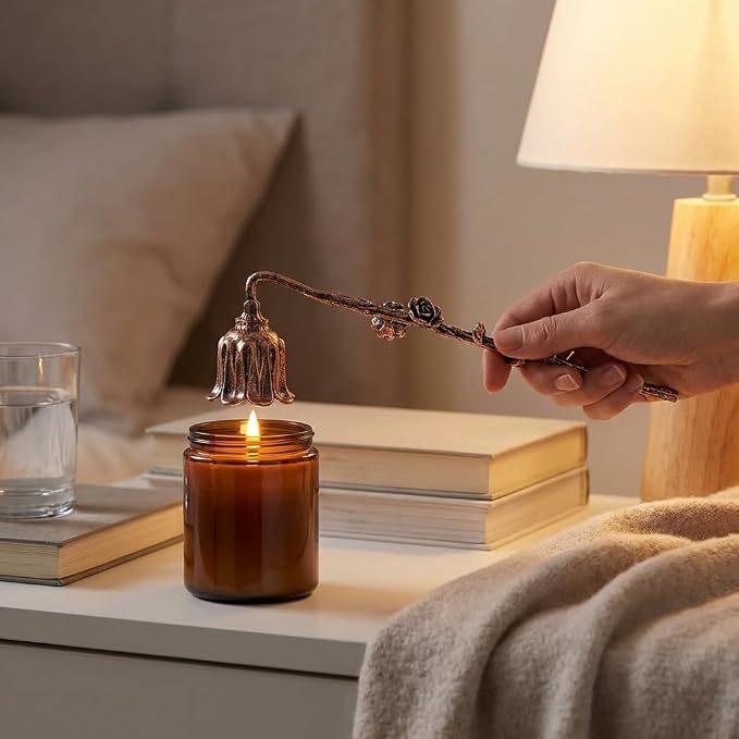 Candle Snuffer, Vintage & Sturdy Long Handle Candle Snuffer Extinguisher, Safely Extinguish Flames Without Splashing, Antique Floral Candle Snuffers, Birthday Gift for Family Lovers & Friends, Gold