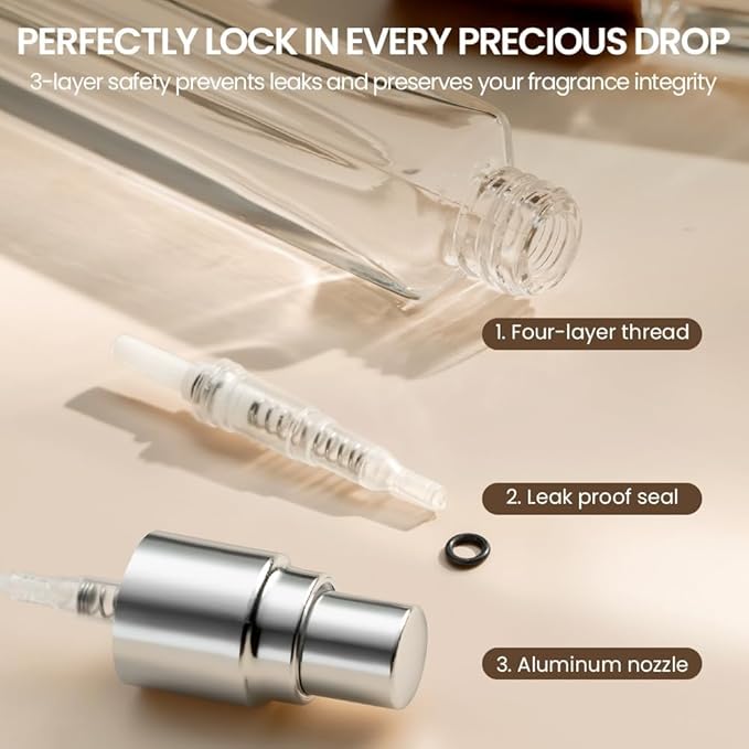 Perfume Atomizer, Glass Perfume Container,Travel Bottle Refillable, Empty Portable Leakproof Frangrance Spray Bottle (Walnut 10pcs 15ml/0.5oz)