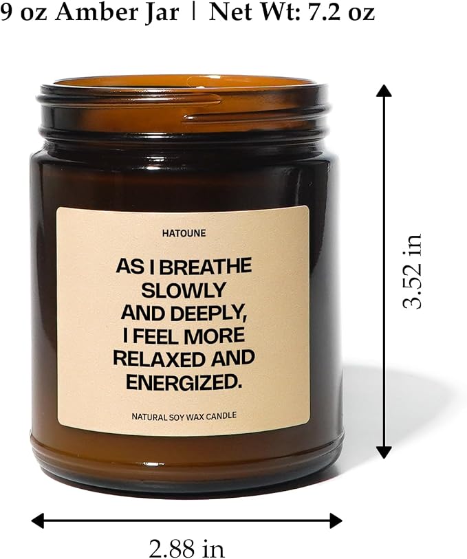 Relax & Energize Candle Deep Breath Scented Soy Candle Mindfulness Gift Stress Relief Aromatherapy Peaceful Energy Wellness GS6QE6, Rose Flower, 7.2 oz