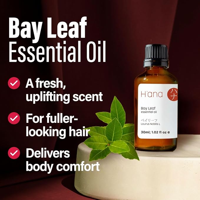 H'ana Bay Leaf Oil - 1.02 Fl Oz Bay Leaf Essential Oil for Hair, Skin, Diffuser, Aromatherapy & DIY