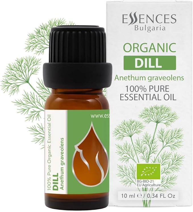 Essences Bulgaria Organic Dill Essential Oil 1/3 Fl Oz | 10ml | Anethum graveolens | 100% Pure and Natural | Undiluted | Therapeutic Grade | Family Owned Farm | Steam-Distilled | Non-GMO