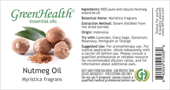 Nutmeg Essential Oil - 128 fl oz (1 Gallon) Plastic Bottle w/Cap - 100% Pure Essential Oil by GreenHealth