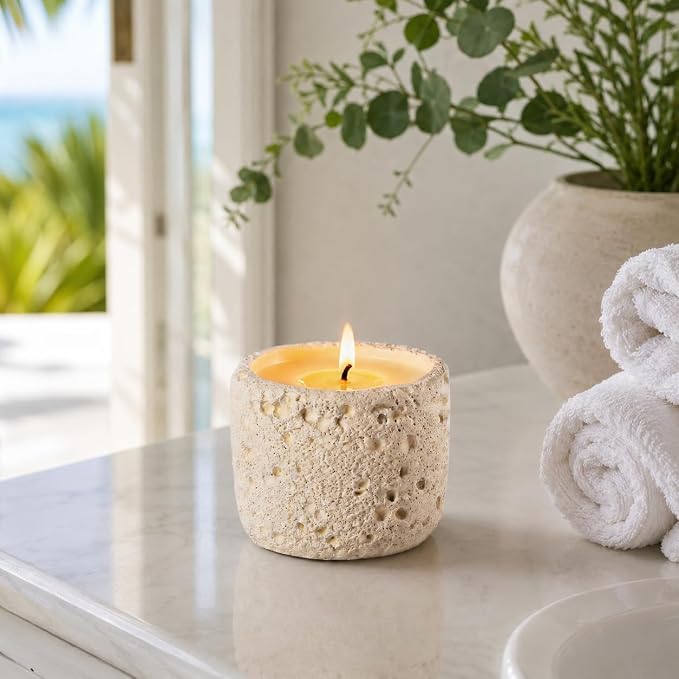 Viyffo 6oz Citronella Candle Outdoor, Small Citronella Candle Indoor, Candles for Home Scented, Non Toxic Soy, Ivory White Ceramic Jar for Patio, Backyard Décor & Camping Gift (12+ Hours Burn)
