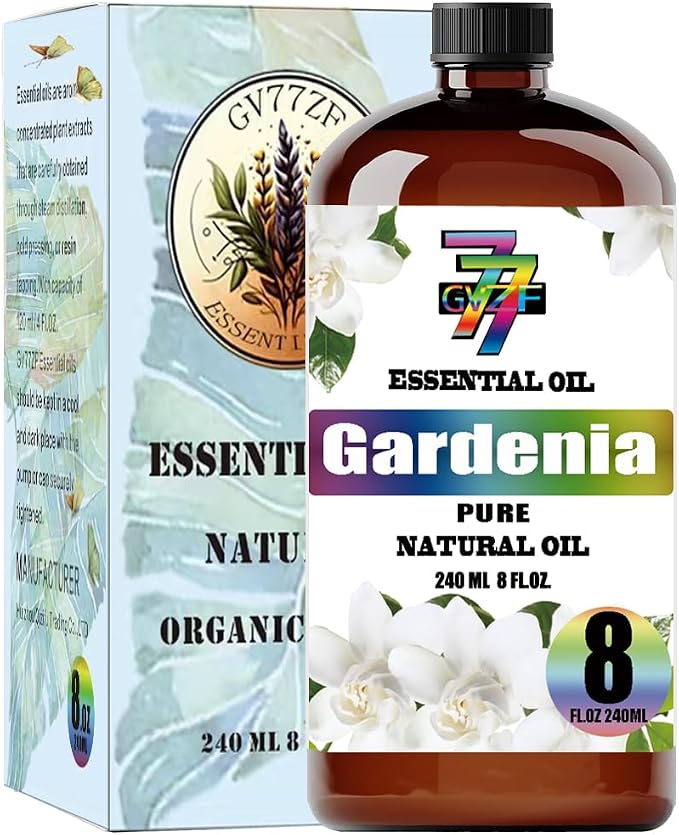 Gardenia Essential Oil, Gardenia Oils, for Diffuser, Humidifier, DIY Candles, Soap, Home, Office, Gift, Essential Oil, GV77ZF Gardenia Fragrance Oil - 8 fl oz (240 ml)