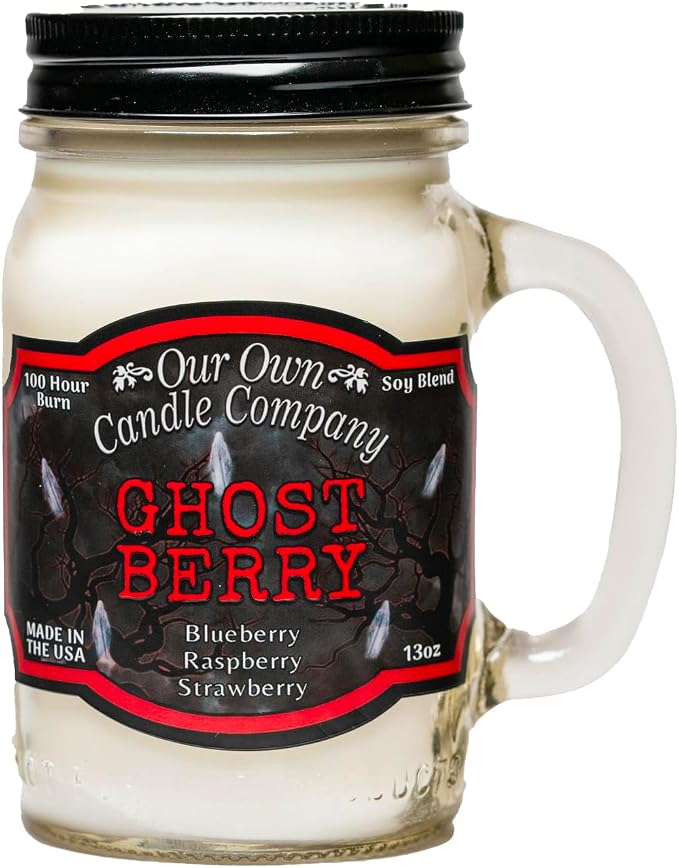 Our Own Candle Company Ghost Berry Scented Candle, Mason Jar, 13oz, Long Lasting 100 Hour Burn, Fall & Holiday Gift