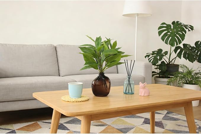 Empty Reed Diffuser Glass Bottle Set, Scent Diffuser Empty Bottle with Sticks and Fake Greenery Stems, Fragrance Aromatherapy Essential Oil DIY Jar for Home Shelf Bedroom Bathroom Office Decor (D)