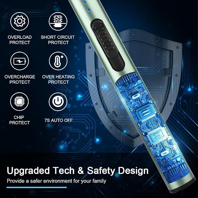 ARECTECH Electric Candle Rechargeable Lighter Arc Plasma Lighter for Candle Kitchen Camping Christmas Type-C Green Windproof