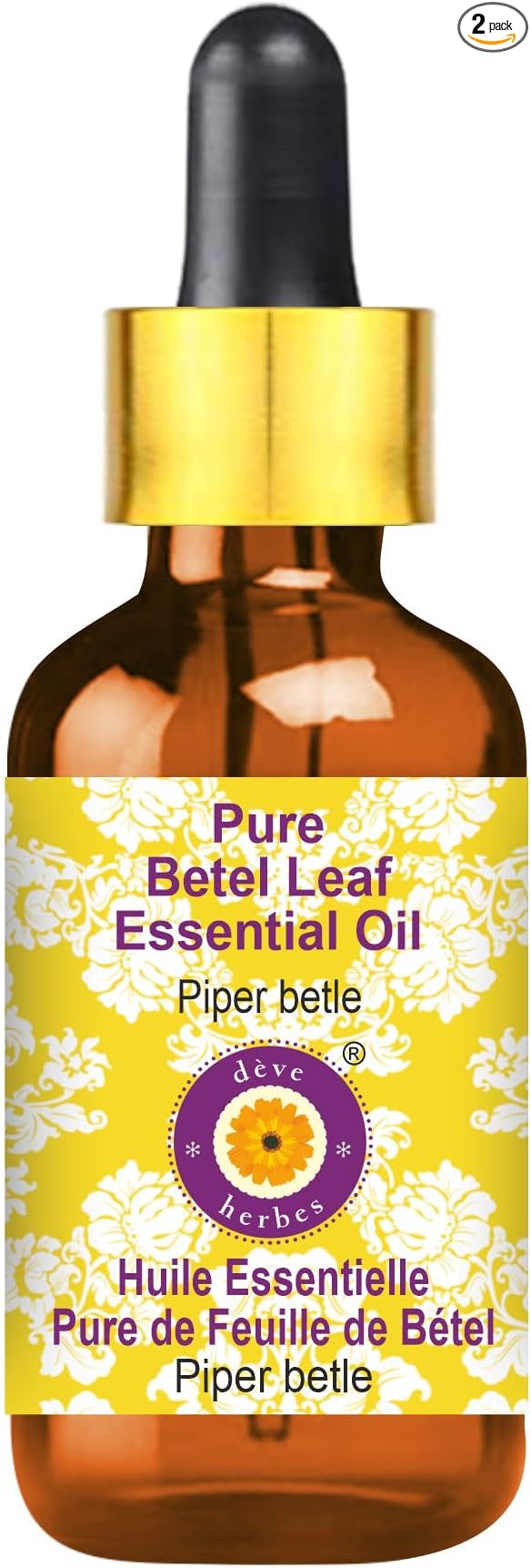 Deve Herbes Pure Betel Leaf Essential Oil (Piper betle) with Glass Dropper Steam Distilled 30ml (1 oz)