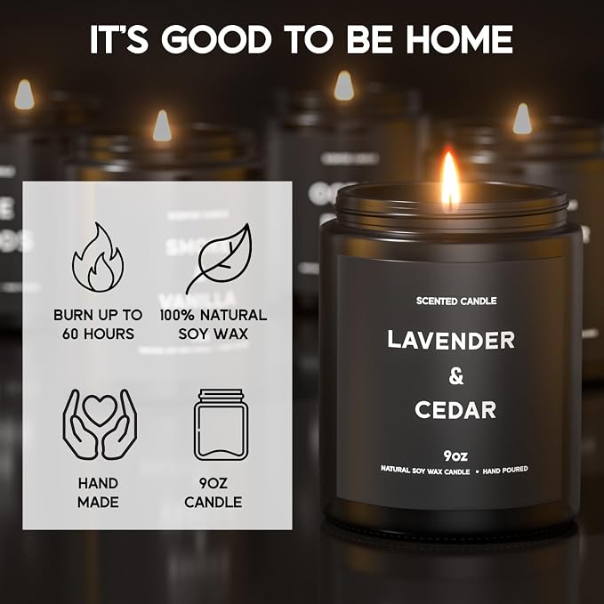 VEGISHINE Scented Candles, 9oz×4 Scented Candles for Men, Soy Candle Gifts for Men, Personalized Blessing Minimalist Men's Candle