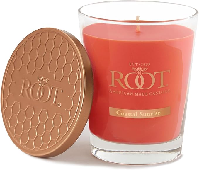 Root Candles Scented Candles Honeycomb Beeswax Blend Premium Handcrafted Candle, Large Veriglass, Coastal Sunrise