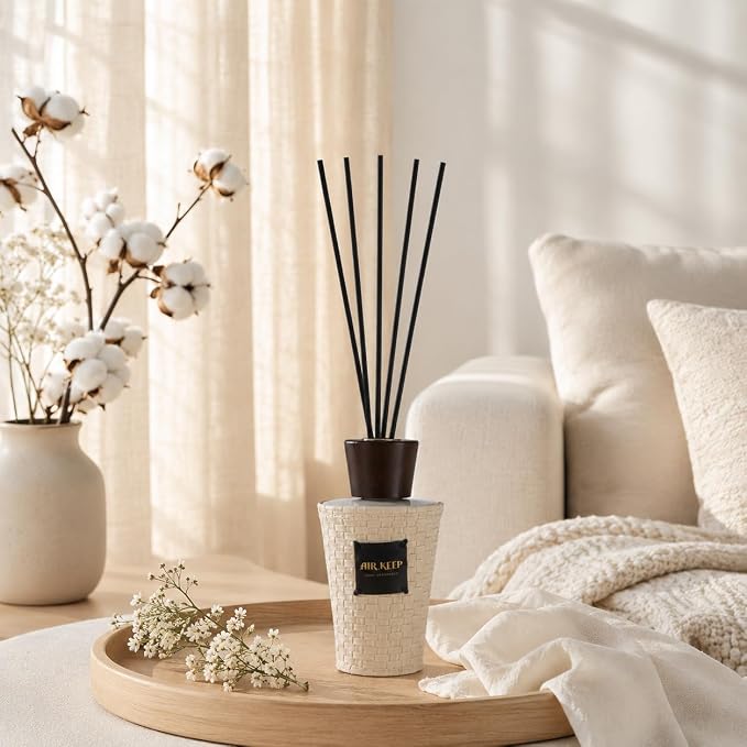 Airkeep Reed Diffuser Set, Clean Linen 5.1 fl oz (150 ml), Long Lasting Home Fragrance with Reed Diffuser Sticks, Decorative Room Diffuser for Bathroom, Bedroom, Living Room & Office
