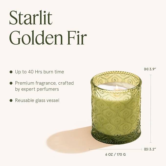 LA JOLIE MUSE Starlit Fir Pine Scented Candle for Home | Balsam & Cedarwood | Christmas Winter Holiday | Non Toxic Natural Soy | Green Jar Candle | Luxury Gifts for Women & Men | 40 Hrs
