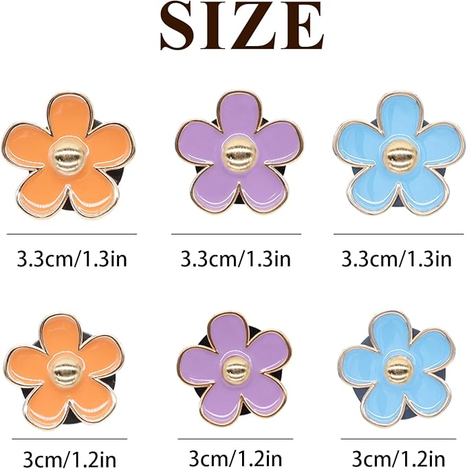 ORIESSE 6pcs Flower Car Air Freshener Vent Clips,Purple Orange Blue Daisy Flowers Air Vent Clip Car Accessories for Women 3.3cm/3cm Flower Girly Vehicle Decor,Refillable Diffuser