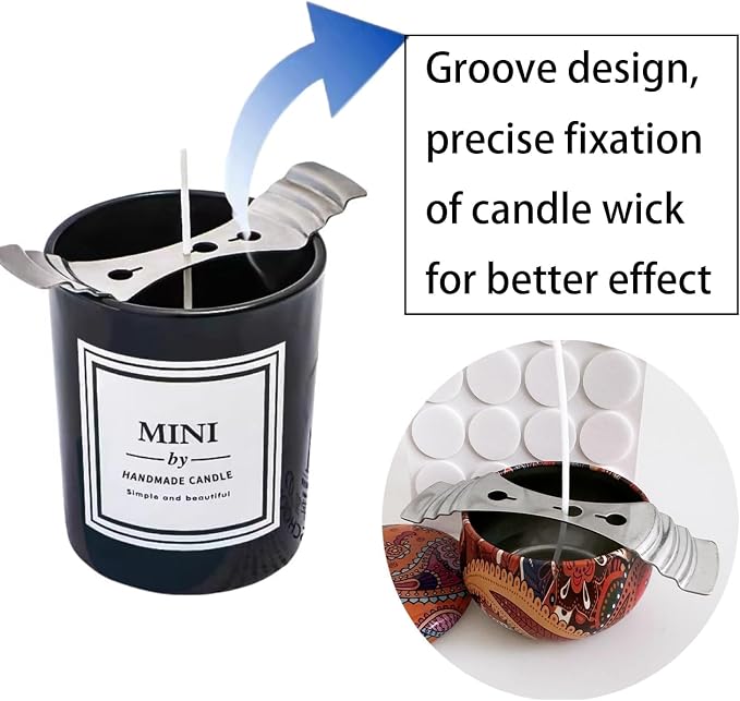 60 pcs Metal Candle Wick Centering Devices Stainless Steel Candle Wick Holder for Candle Making Candle Wick Holders