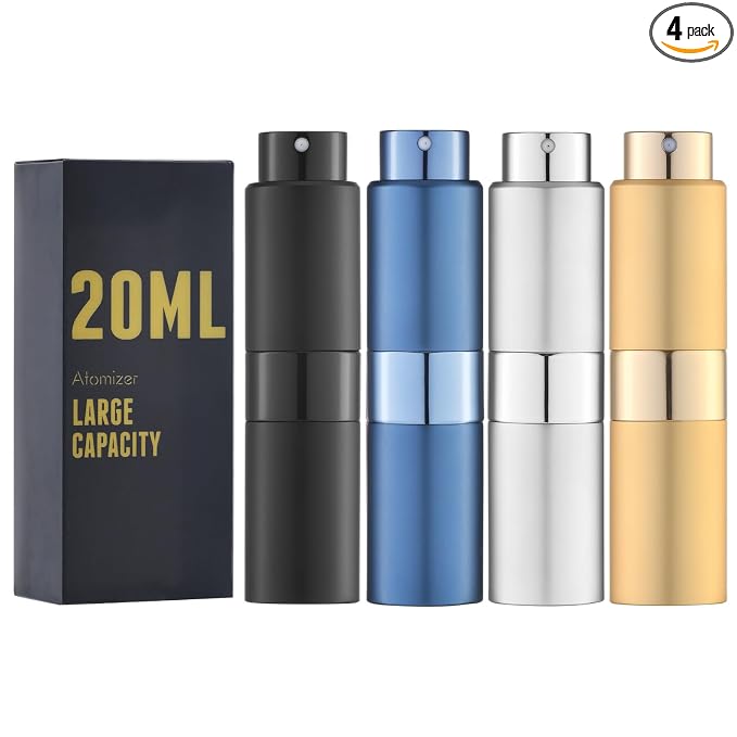 20ML Perfume Atomizer, Travel Cologne Spray Bottle, Mini Empty Sprayer Dispenser (4PCS)