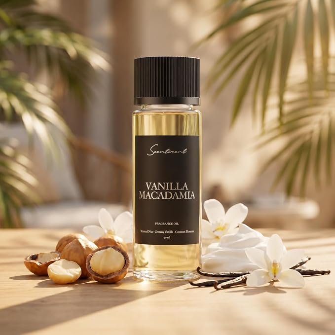 Scentiment Vanilla Macadamia Diffuser Oil - Premium Hotel Scent with Notes of Toasted Nut, Creamy Vanilla & Coconut Blossom Home Scent, Hotel Fragrance Oil Diffuser Refill - 1.69 fl oz (50 mL)