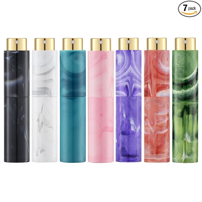 Tekson 10ML Perfume Atomizer Travel (7 PCS), Refillable Cologne Containers, Dispenser Spray Empty Bottle for Mini Sprayer Size