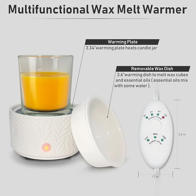 Wax Melt Warmer with Timer- 3-in-1 Wax Melter Burner, Fragrance Warmer for Scented Candles, Tarts, Essential Oils to Freshen Home Office, with Auto Shut Off and Temperature Adjustment, Gift & Décor