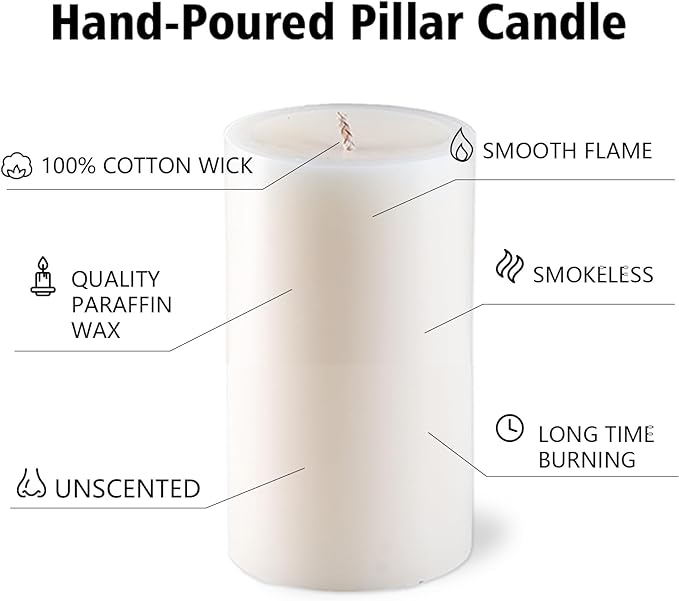 12 Packs White Candles Pillar – 2.8x4 Inch Large Unscented Pillar Candles for Home, 50 Hours Long Clean Burning for Emergency, Dripless & Smokeless, Decorative Candle for Wedding,Centerpiece,Church