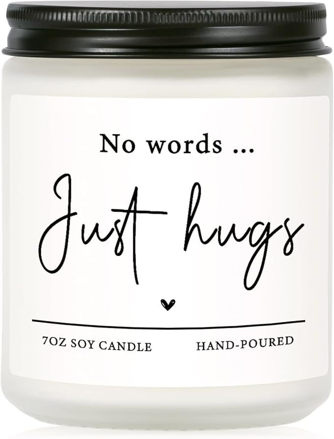 Shqiueos Sympathy Gifts for Loss of Loved One-No Words Just Hugs Lavender Scented Candle, Bereavement Gift Idea, Memorial, Grief, Thinking of You, Get Well, Comfort Condolence Gift (White)