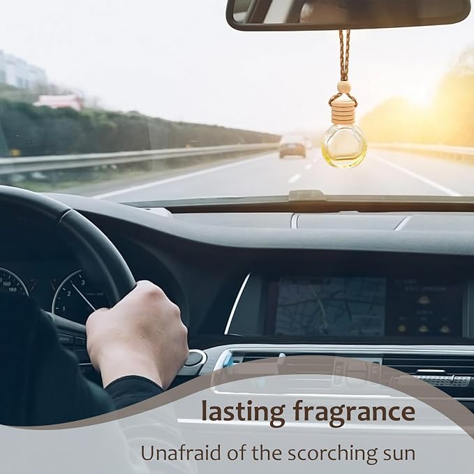 60Pcs Hanging Car Air Freshener Diffuser, 10ml Empty Glass Essential Pendant Bottles, Automotive Oil Aromatherapy Fragrance Perfume Containers