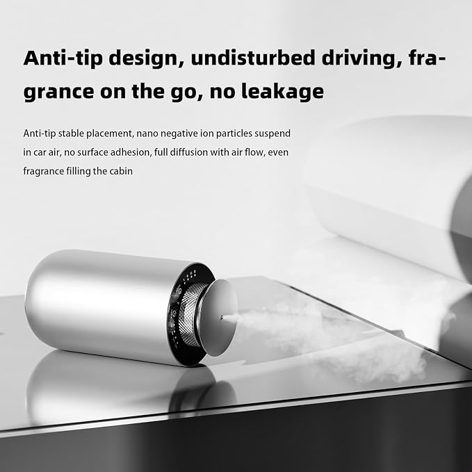 2026 Upgraded Rechargeable Waterless Car Scent Diffuser Kit, Includes 2 Premium Oils, Auto On/Off, 4 Mist Levels & Timers, Portable Aromatherapy Diffuser for Hotel,Home,Room,Studio,Office - Silver