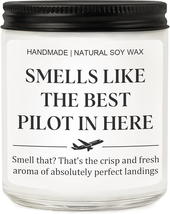 Pilot Gifts for Men & Women - Funny Aviation Gifts, Scented Candle for Flight School Graduation, Student Pilot, Retirement, Unique Airplane Decor for Dad, Boyfriend, New Aviator