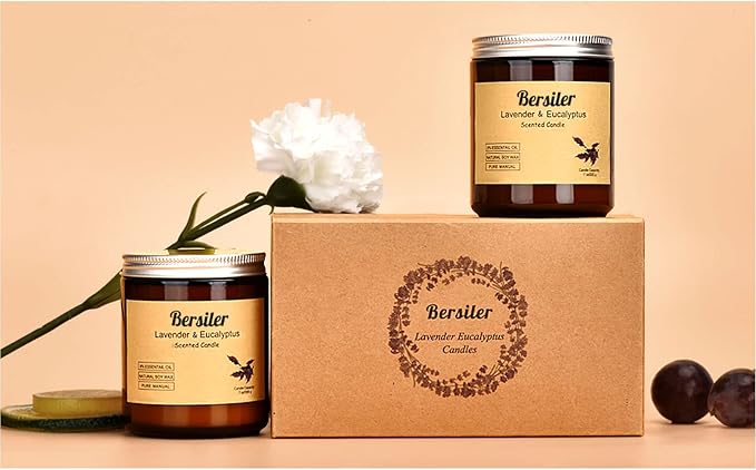 Aromatherapy Candles, 2 Pack Lavender Eucalyptus Scented Candles Stress Relief and Relax for Home & Bedroom Gift for Women Birthday Christmas, Soy Wax Candles
