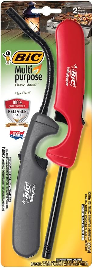 BIC Multi-Purpose Classic Edition Lighter & Flex Wand Lighter, 2-Pack