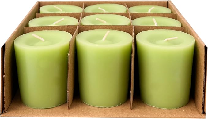Scented Votive Candles Set of 9 – CW Studio 12 Hour Burn, Sweet Pea & Peony, Citrus Blossom, Garden Mint Fragrances – Pastel Pink, Yellow & Green – Aromatherapy Home Candles in Kraft Paper Gift Box