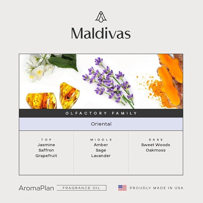 AromaPlan Hotel Scents Maldivas 5 Fl Oz (148ml), Home Luxury Aroma & Hotel Fragrance Diffuser Oil- Hotel Diffuser Oil for Aromatherapy- USA Made, Bigger Bottle, Bolder Aroma & Longer Lasting