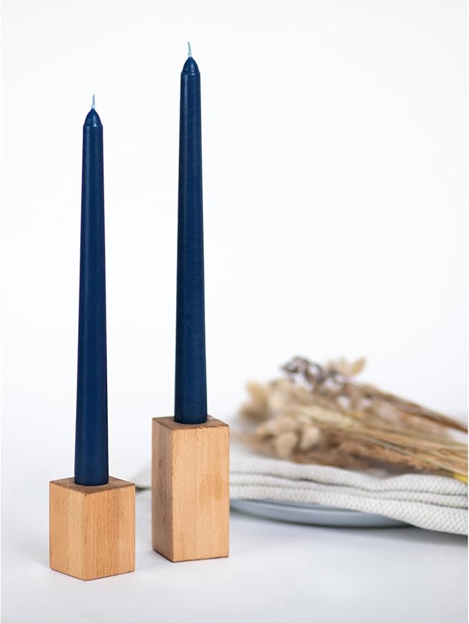 CANDWAX 12 inch Taper Candles - Set of 4 Dripless and Smokeless Unscented Slow Burning Candle Sticks - Dark Blue Candles