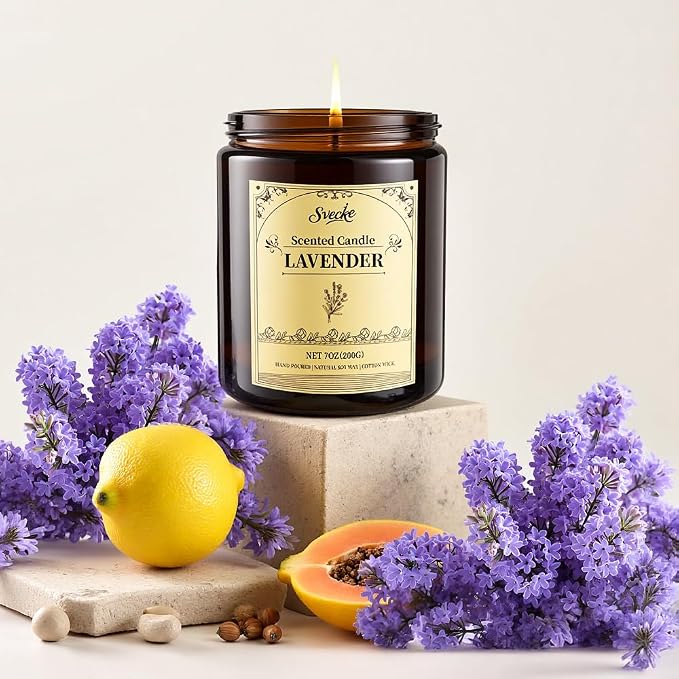 Lavender Scented Candles, 7oz Soy Wax Candle, Long Lasting Aromatherapy Jar Candle for Home, Scented Long Burning Candle Gift for Women and Men