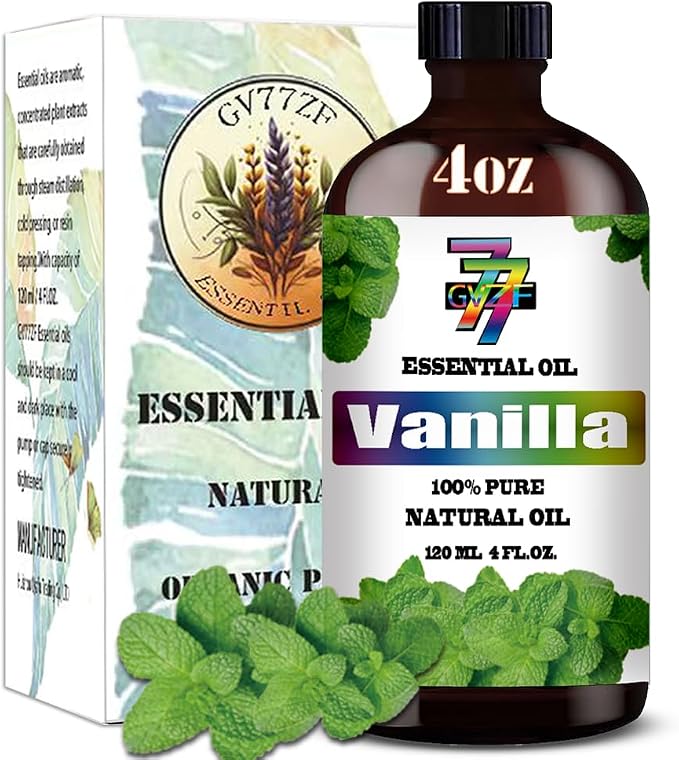 Vanilla Essential Oil, Vanilla Oils, for Diffuser, DIY Candles, Soap, Humidifier, Bedroom, Home, Gift, Essential Oil, GV77ZF Vanilla Fragrance Oil - 4 fl oz (120 ml)