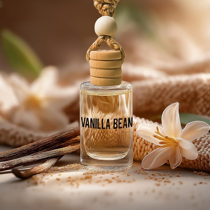 Vanilla Bean Hanging Car Air Freshener – Long Lasting Essential Oil Diffuser for Car, Closet, Bathroom – 2-Pack Natural Scent Deodorizer for Men and Women