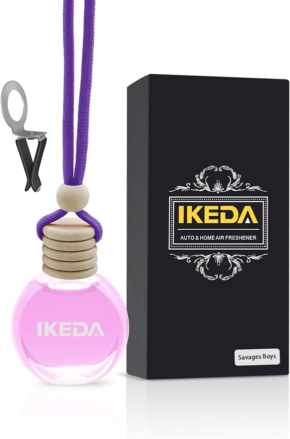 Ikeda Car Air Freshener: Hanging Car Smell Air Freshener | 10ml Hanging Car Perfume | Long Lasting Fragrance | Strong Scents Diffuser for Auto Home (Peach)