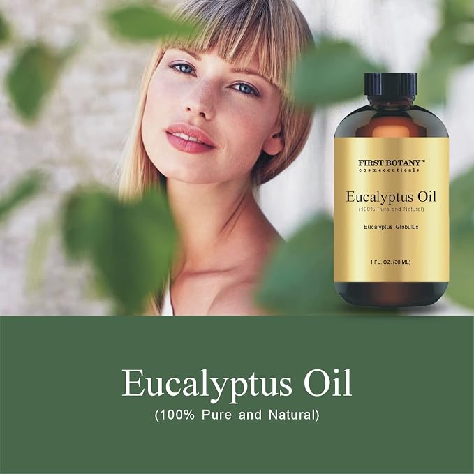 First Botany, 100% Pure Eucalyptus Oil - Premium Eucalyptus Essential Oil for Aromatherapy, Massage, Topical & Household Uses - 1 fl oz