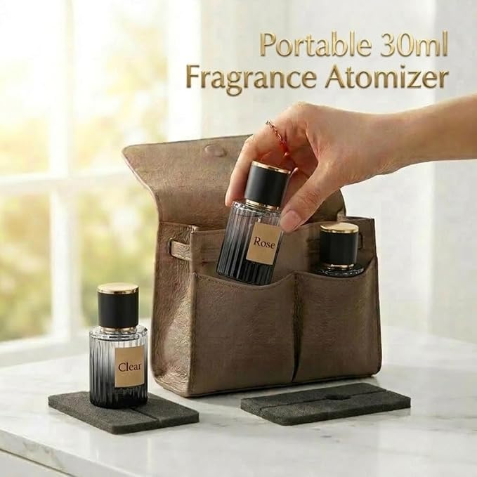 Empty Perfume Spray Bottles Set, Ribbed Glass Atomizer Refillable Portable Glass Atomizers with Funnel and Dropper, Fine Mist Spray for Women Men Dispenser Fragrance Container Set (6Pcs, Black)
