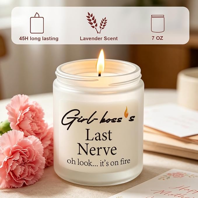 Girl-boss Gifts Boss Lady Appreciation Thank You Retirement Gifts for Women Manager Colleagues Leader Bosses Female Novelty Lavender Scented Soy Candle Gift for Boss Lady