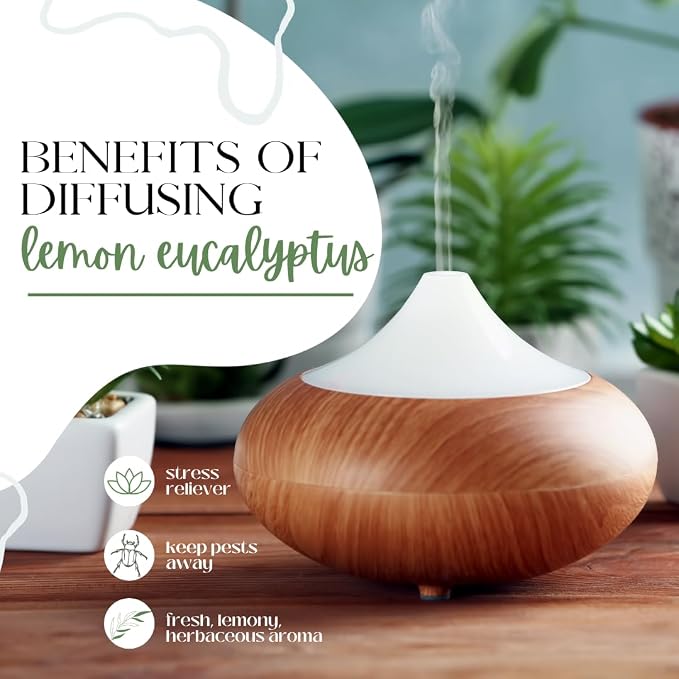 GreenHealth Lemon Eucalyptus Essential Oil – 8 fl oz (237 ml) Aluminum Bottle w/Plug Cap – 100% Pure, Natural Aromatherapy Oil for Diffusers, Candles, DIY & Home Refreshing