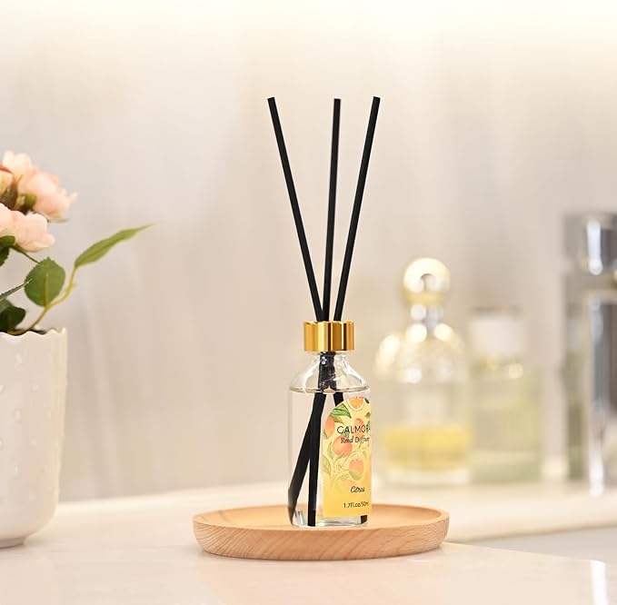 CALMORA Reed Diffuser Set of 3, 50ml Citrus/Linen/Vanilla Scented Oil Diffuser with 15 Sticks | Home Fragrance for Bedroom, Bathroom, Office & Living Room for Women Men