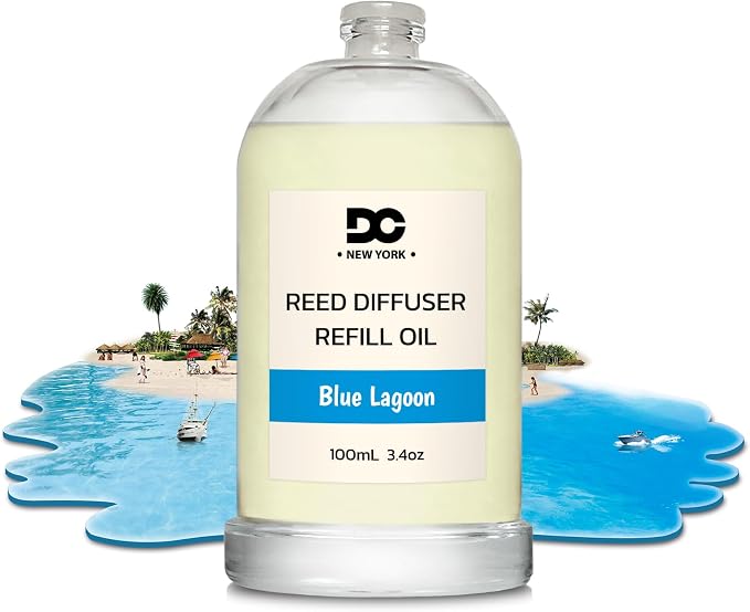Daniella's Candles Blue Lagoon Reed Diffuser Refill Oil, 3.4oz/100ml, Premium Fragrance Oil, Home Fragrance, Oil for Reed Diffusers, Long Lasting